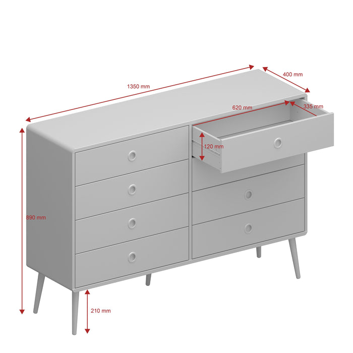 Softline 4+4 Wide Chest in Grey