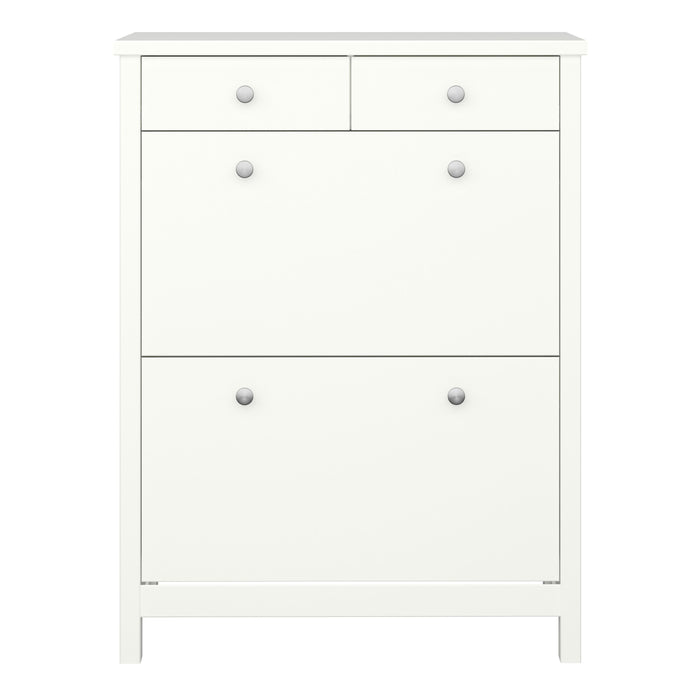 Tromso Shoe Cabinet 2 Flip Down Doors 2 Drawers in Off White