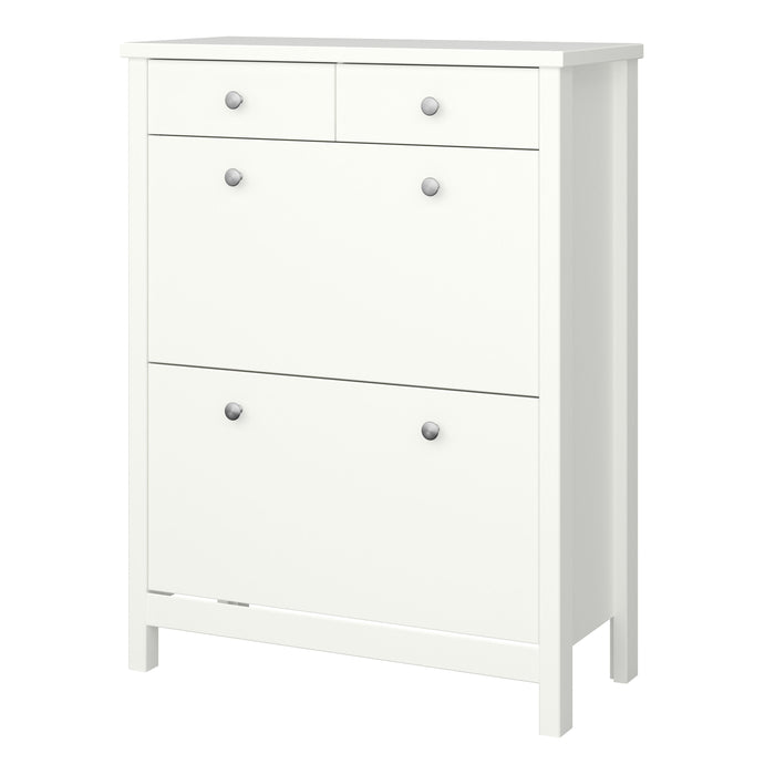 Tromso Shoe Cabinet 2 Flip Down Doors 2 Drawers in Off White