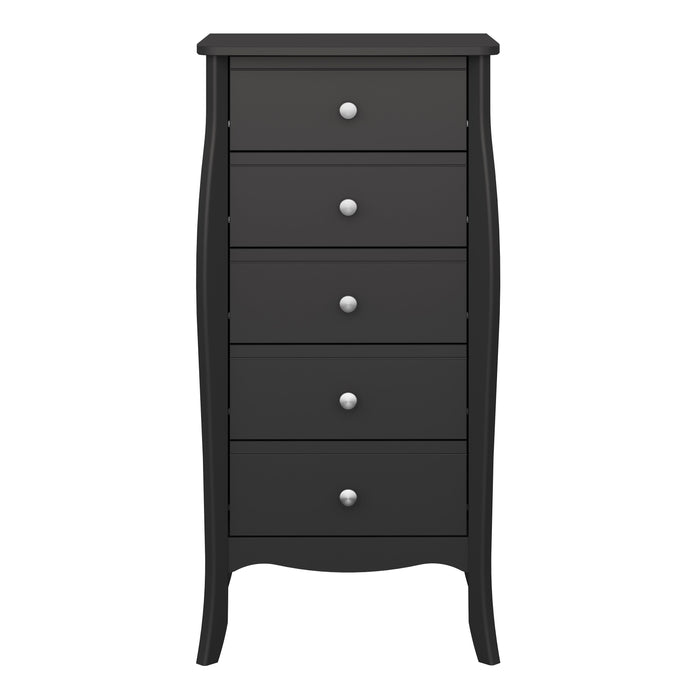 Baroque 5 Drawer Narrow in Black