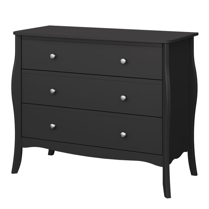 Baroque 3 Drawer Wide Chest in Black