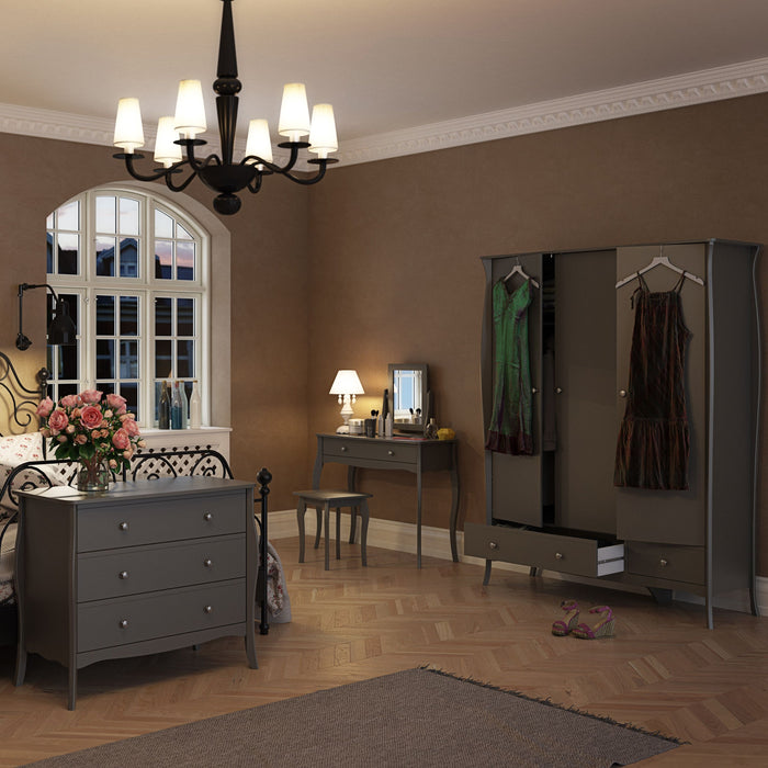 Baroque 3 Drawer Wide Chest in Grey