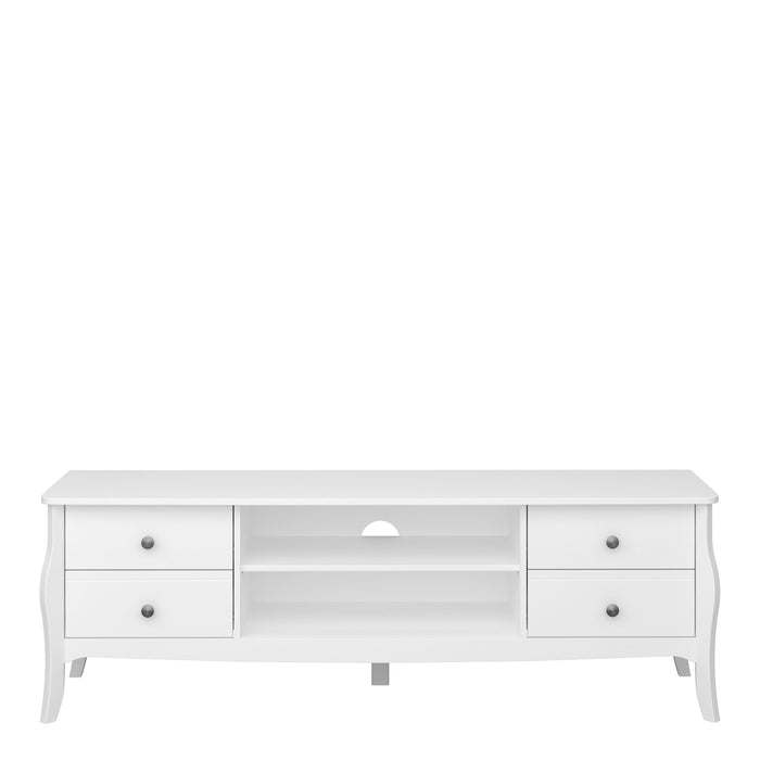 Baroque TV Table (Wide) 4 Drawer 2 Shelves in White