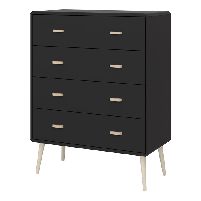 Mino Chest of 4 Drawers Black Painted