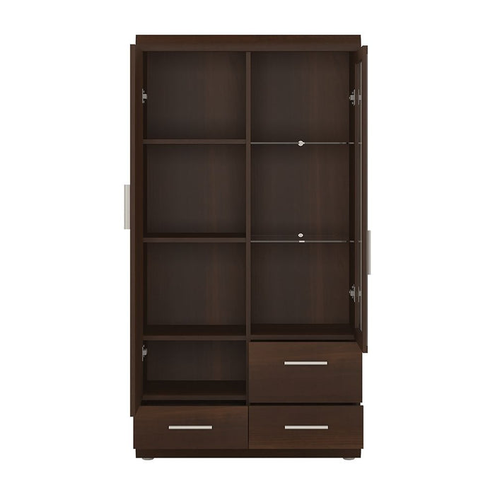 Imperial 2 Door 3 Drawer Glazed Display Cabinet in Dark Mahogany Melamine