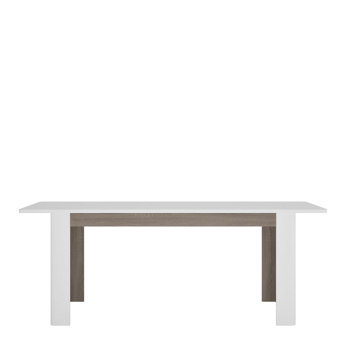 Chelsea Extending Dining Table 160-200cm in White with a Truffle Oak Trim