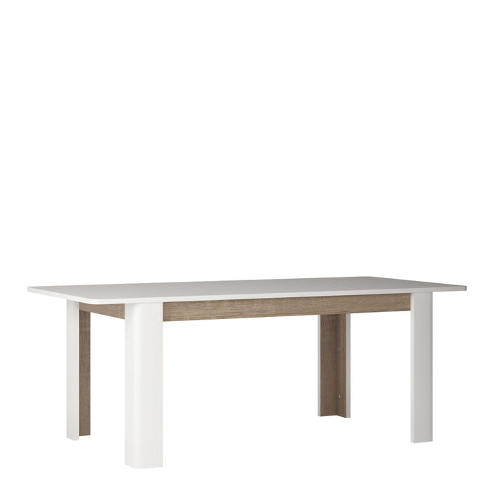 Chelsea Extending Dining Table 160-200cm in White with a Truffle Oak Trim