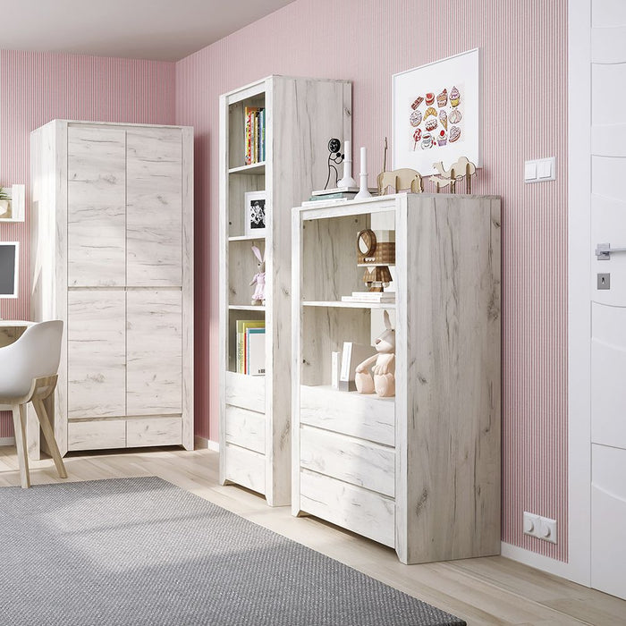 Angel Tall Narrow 3 Drawer Bookcase