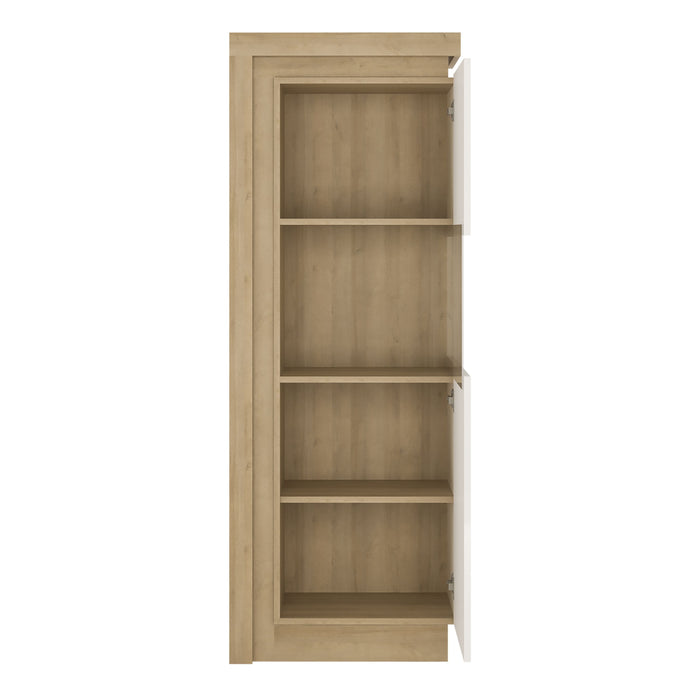 Lyon Narrow Display Cabinet (RHD) 164.1cm High in Riviera Oak/White High Gloss