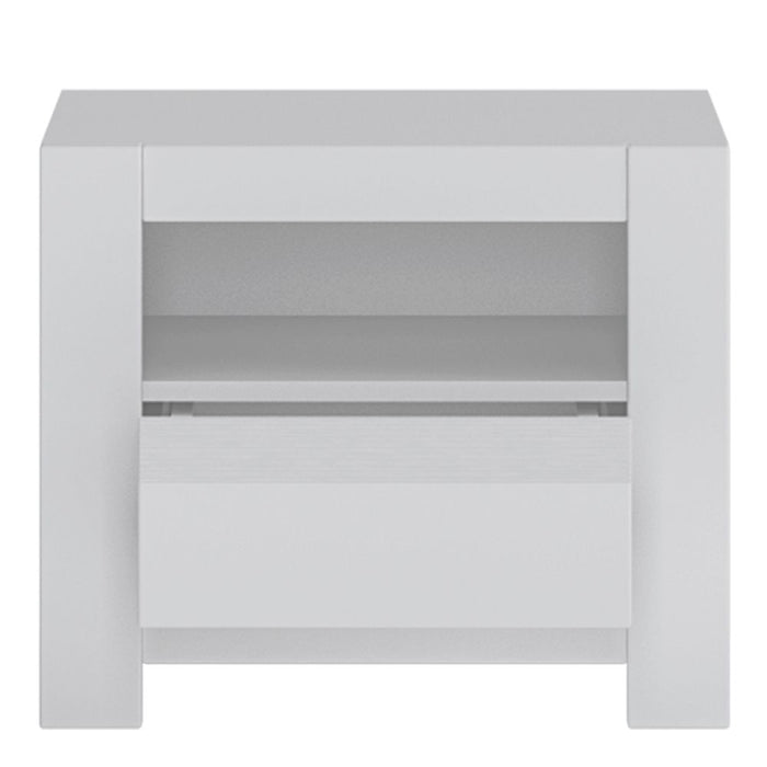 Novi 1 Drawer Bedside Table in Alpine White