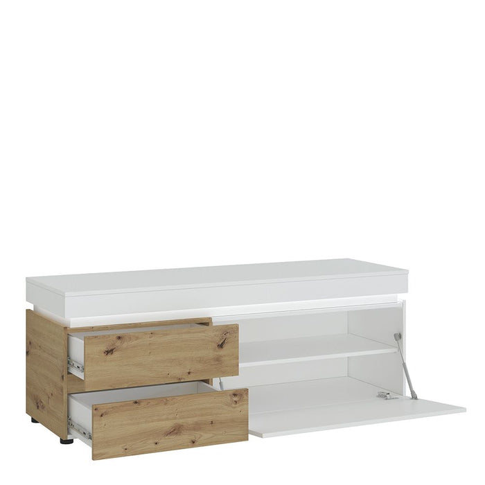 Luci 1 Door 2 Drawer 150cm TV Unit (including LED lighting) in White and Oak