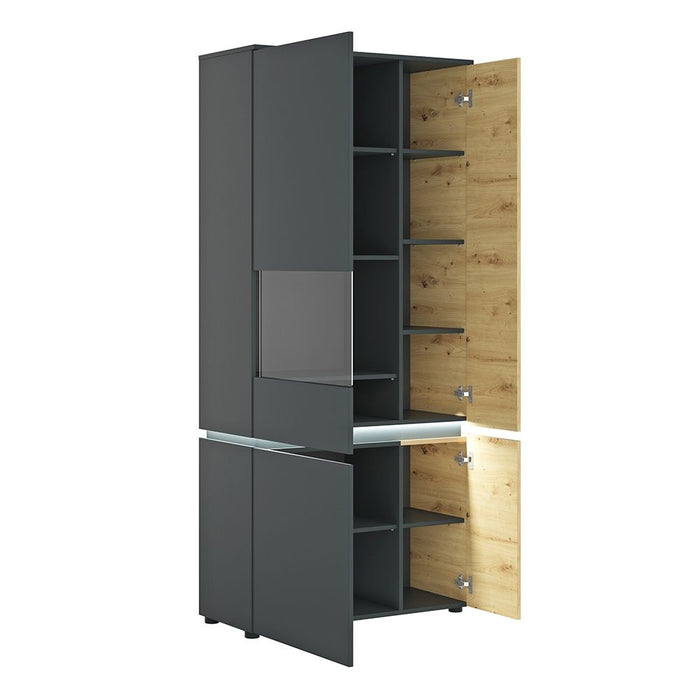 Luci 4 Door Tall Display Cabinet LH (including LED lighting) in Platinum and Oak