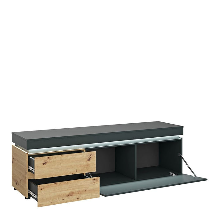 Luci 1 Door 2 Drawer 180cm wide TV Unit (including LED lighting) in Platinum and Oak