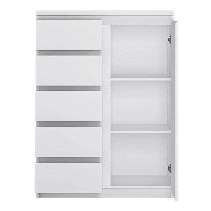 Fribo 1 Door 5 Drawer Cabinet in White