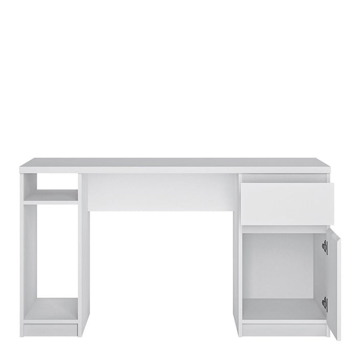 Fribo 1 Door 1 Drawer Twin Pedestal Desk in White