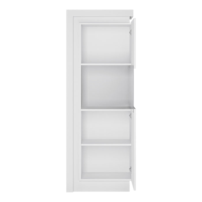 Lyon Narrow Display Cabinet (RHD) 164.1cm High (including LED lighting) in White and High Gloss