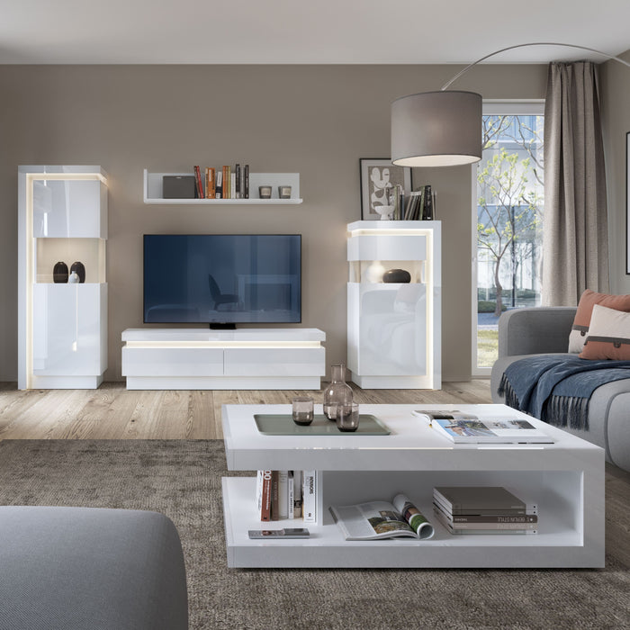 Lyon Bookcase (LH) in White and High Gloss