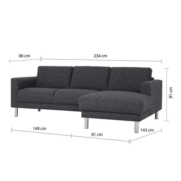 Cleveland Chaiselongue Sofa (RH) in Nova Anthracite