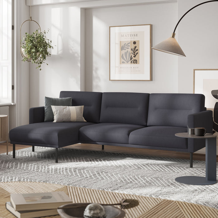 Larvik Chaiselongue Sofa (LH) - Anthracite, Black Legs