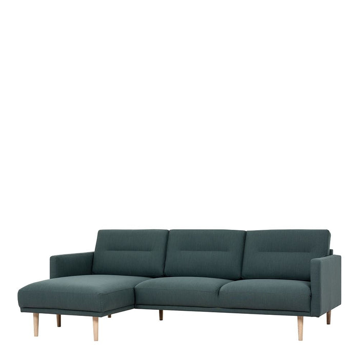 Larvik Chaiselongue Sofa (LH) - Dark Green, Oak Legs