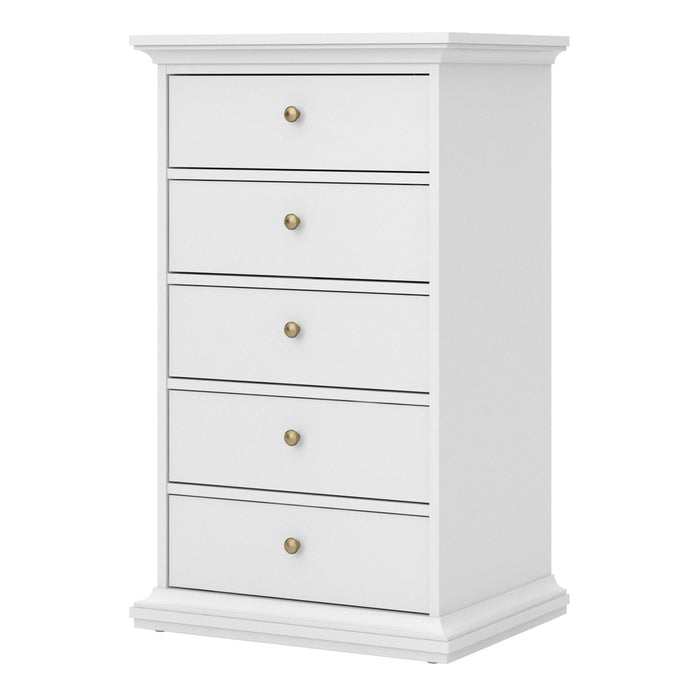 Paris Chest 5 Drawers in White