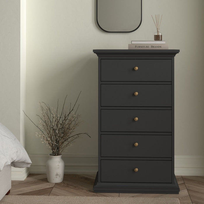 Paris Chest 5 Drawers in Matt Grey