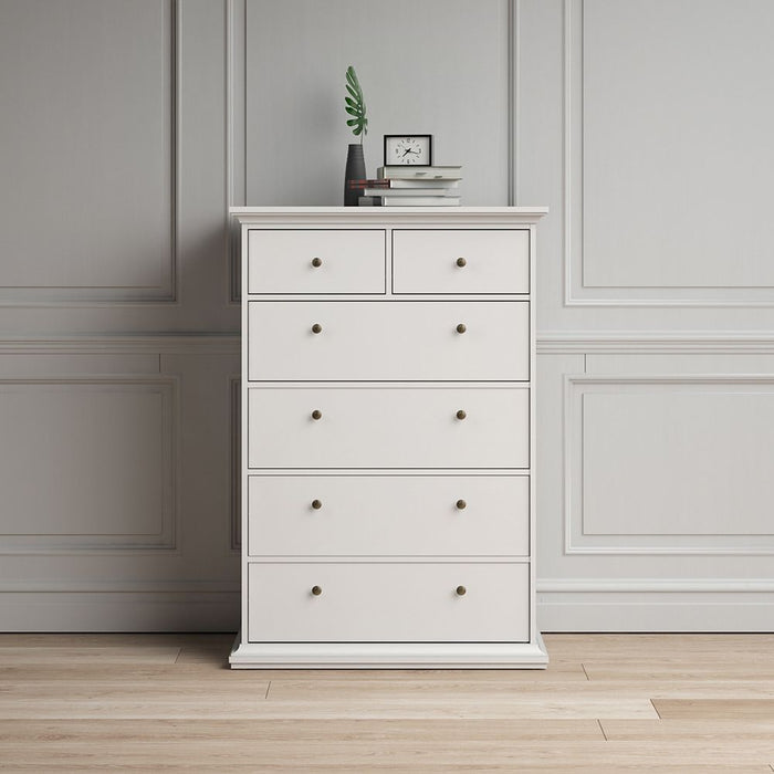 Paris Chest of 6 Drawers in White