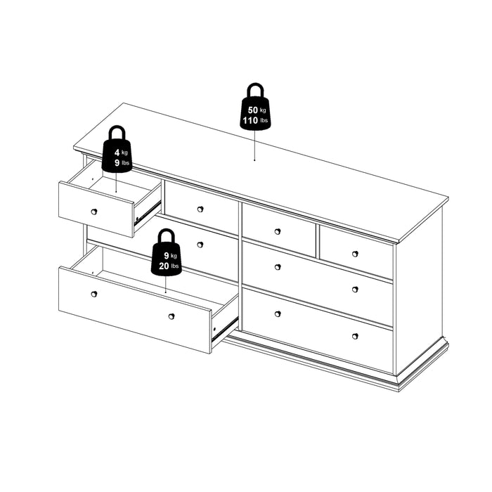 Paris Chest of 8 Drawers in Matt Grey