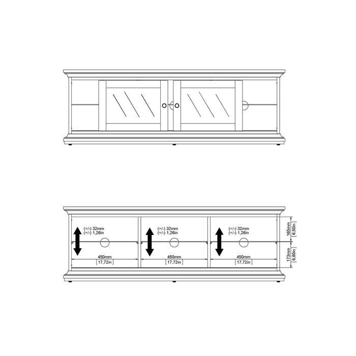 Paris TV Unit Wide 2 Doors 1 Shelf in White