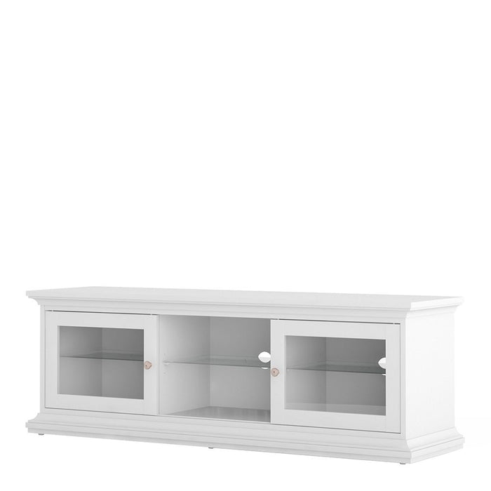 Paris TV Unit Wide 2 Doors 1 Shelf in White