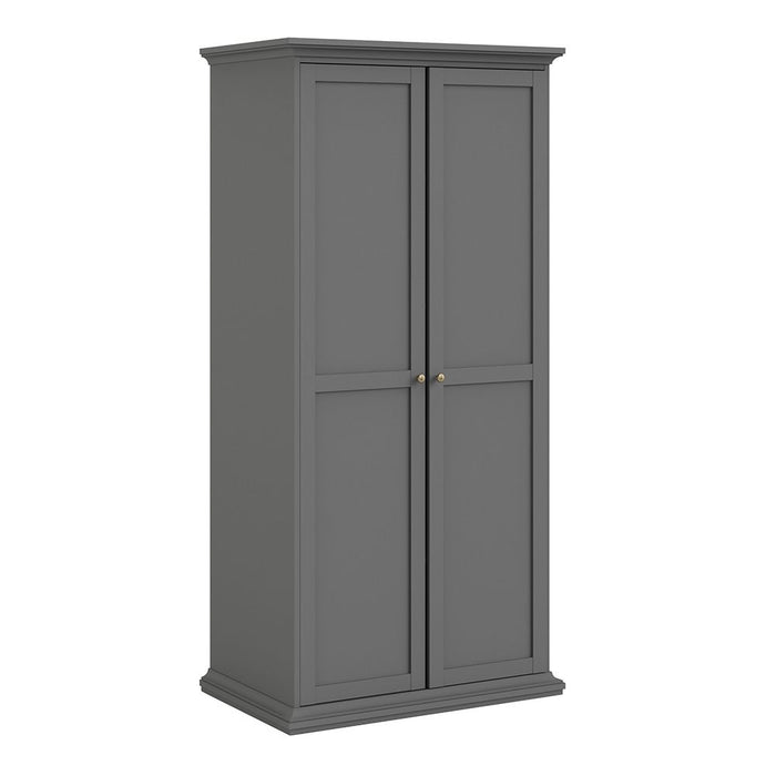 Paris Package - Bedside 2 Drawers in + Chest of 4 Drawers + Wardrobe with 2 Doors Matt Grey