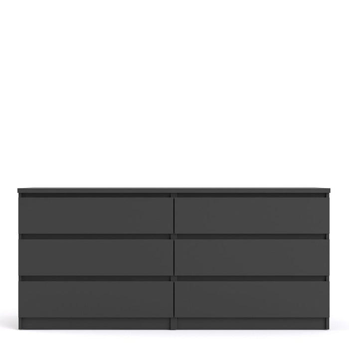 Naia Wide Chest of 6 Drawers (3+3) in Black Matt