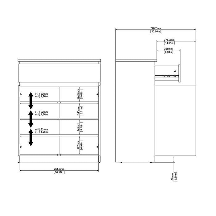 Naia Sideboard - 1 Drawer 2 Doors in Black Matt