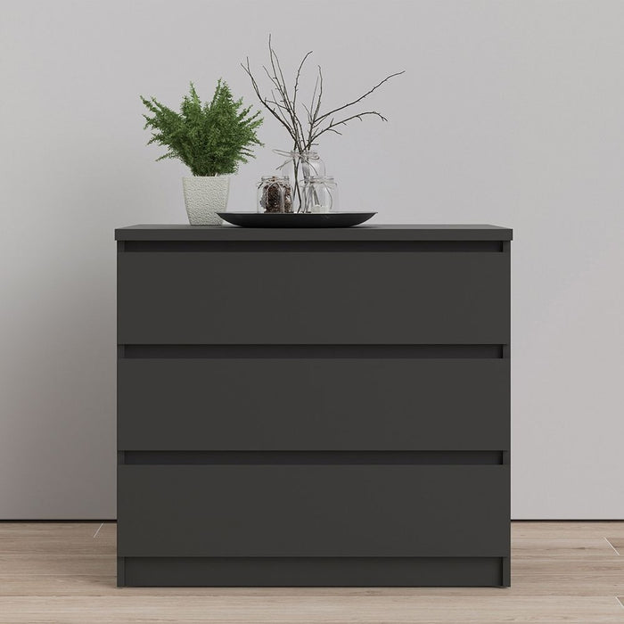 Naia Chest of 3 Drawers in Black Matt