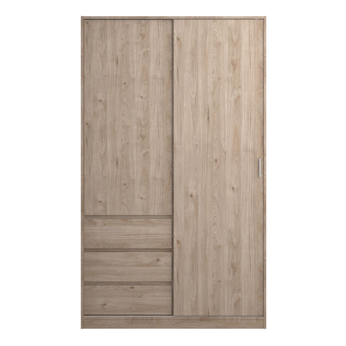 Naia Wardrobe with 1 Sliding Door 1 Door 3 Drawers in Jackson Hickory Oak