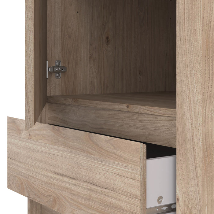 Naia Wardrobe with 1 Sliding Door 1 Door 3 Drawers in Jackson Hickory Oak