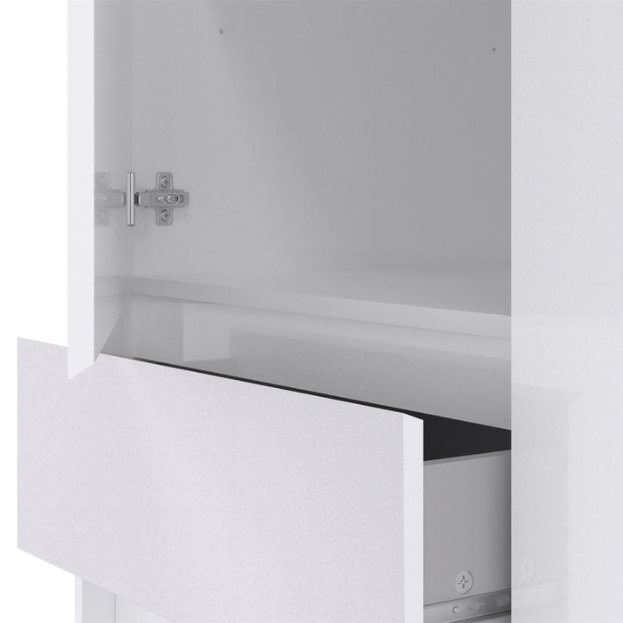 Naia Wardrobe with 1 Sliding Door 1 Door 3 Drawers in White High Gloss