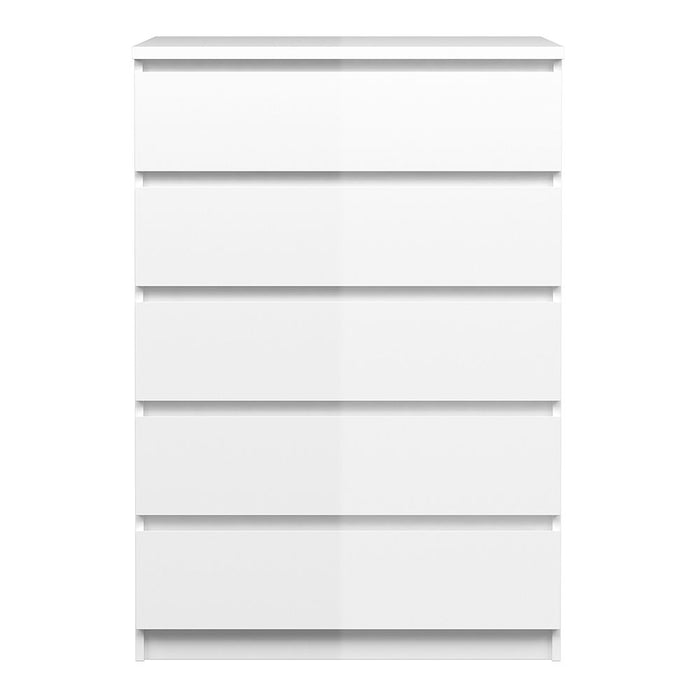 Naia Chest of 5 Drawers in White High Gloss