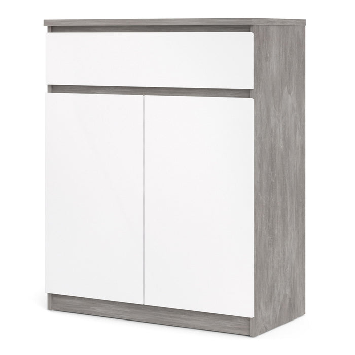 Naia Sideboard 1 Drawer 2 Doors in Concrete and White High Gloss