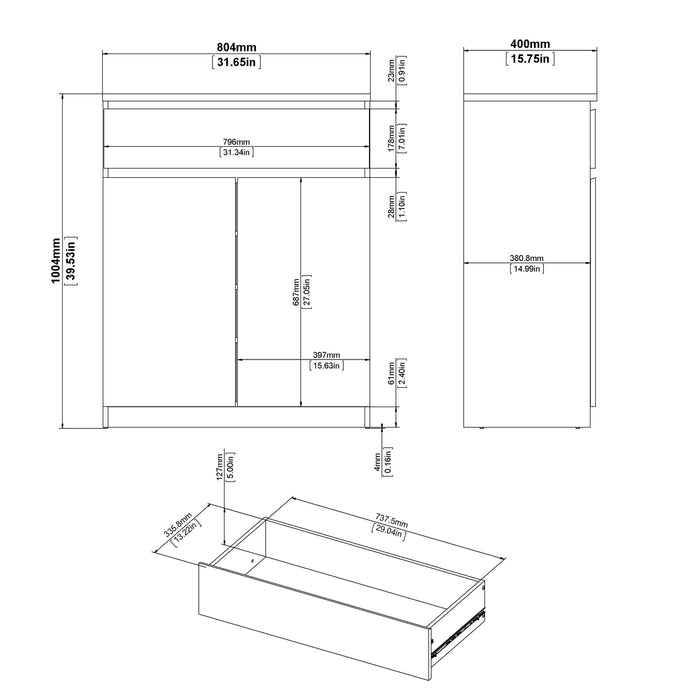 Naia Sideboard 1 Drawer 2 Doors in Jackson Hickory Oak