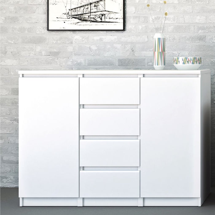 Naia Sideboard - 4 Drawers 2 Doors in White High Gloss