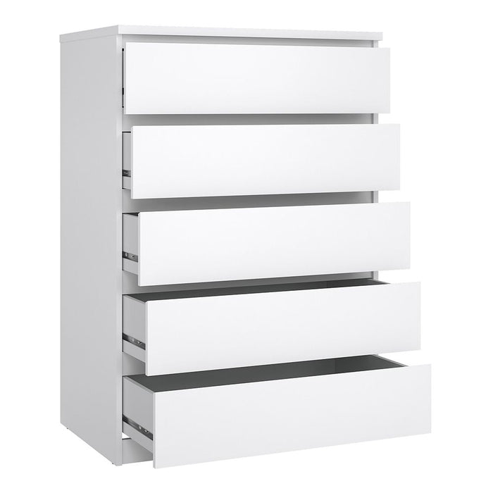 Naia Package - Bedside 3 Drawers + Chest of 5 Drawers + Wardrobe with 2 doors + 1 drawer in White High Gloss