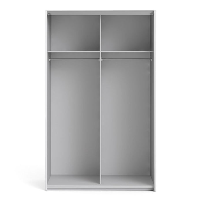 Verona Sliding Wardrobe 120cm in White with White Doors with 2 Shelves