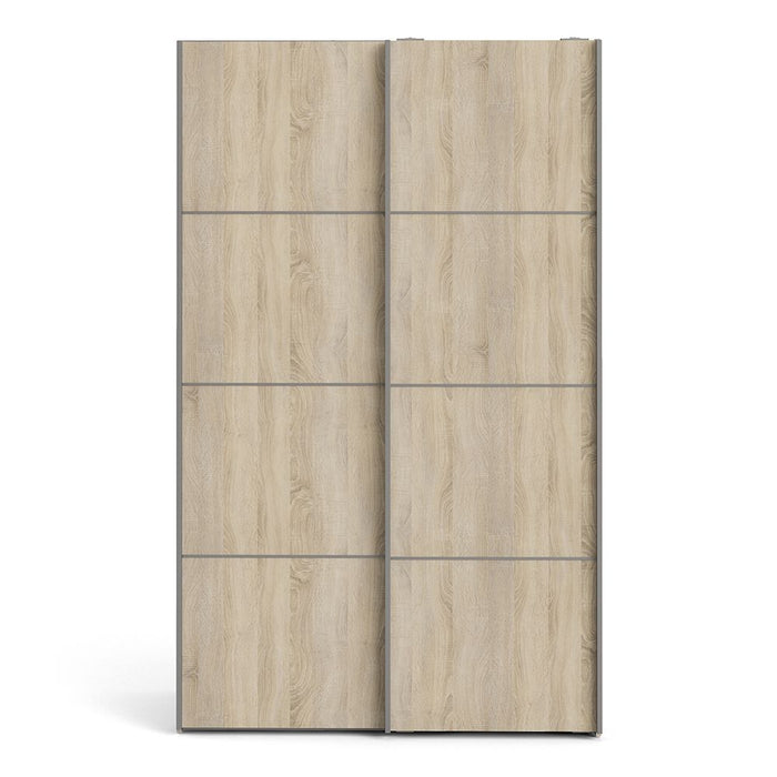 Verona Sliding Wardrobe 120cm in White with Oak Doors with 2 Shelves