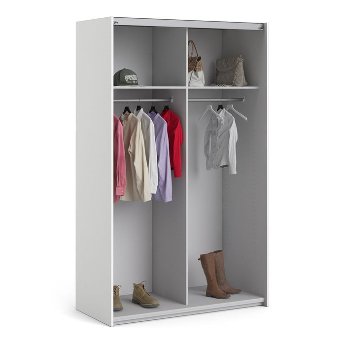 Verona Sliding Wardrobe 120cm in White with Oak Doors with 2 Shelves