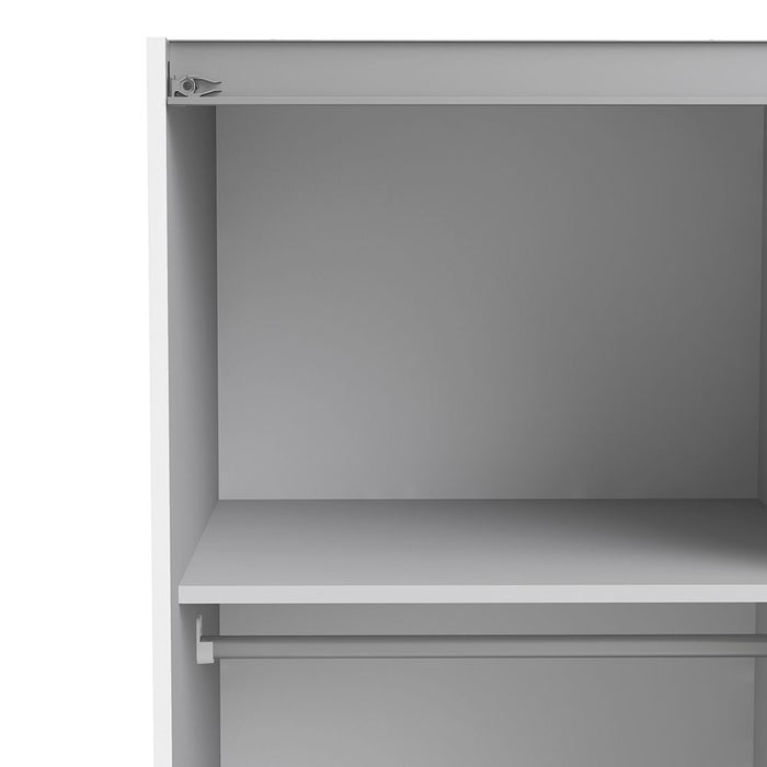 Verona Sliding Wardrobe 120cm in White with White Doors with 5 Shelves