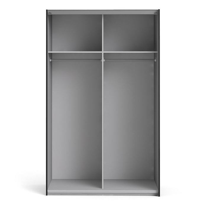 Verona Sliding Wardrobe 120cm in Black Matt with Oak Doors with 2 Shelves