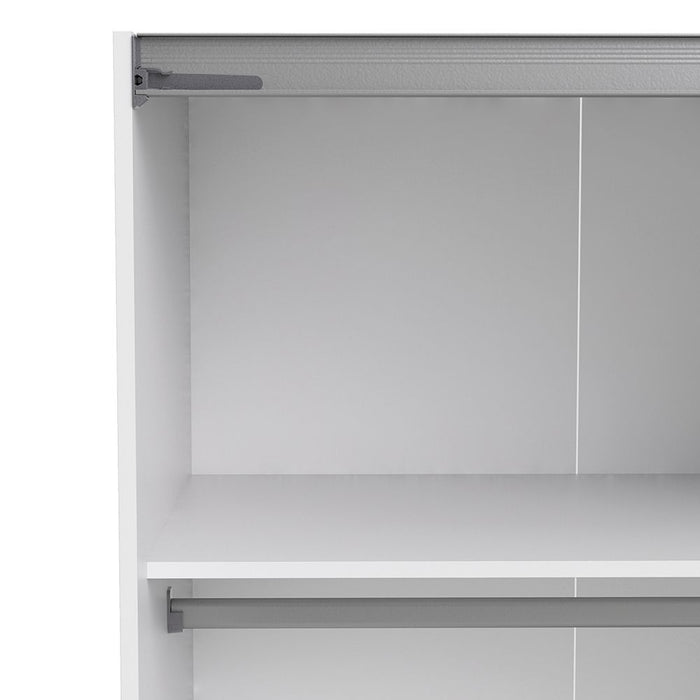 Verona Sliding Wardrobe 180cm in White with White Doors with 2 Shelves