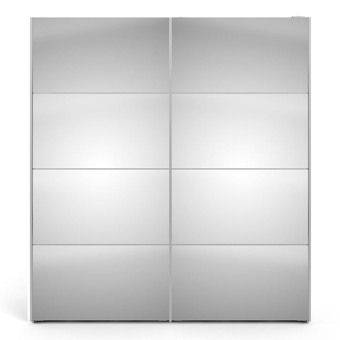 Verona Sliding Wardrobe 180cm in White with Mirror Doors with 2 Shelves