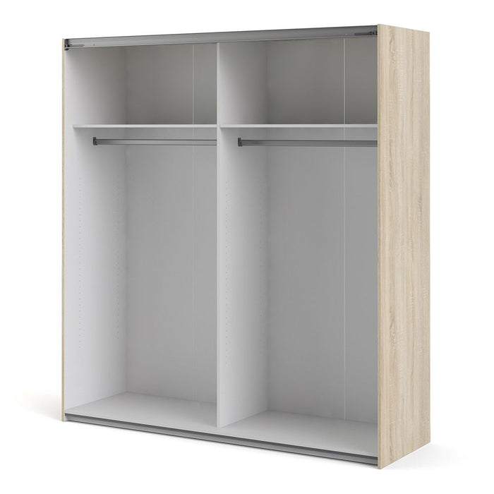 Verona Sliding Wardrobe 180cm in Oak with Oak Doors with 2 Shelves